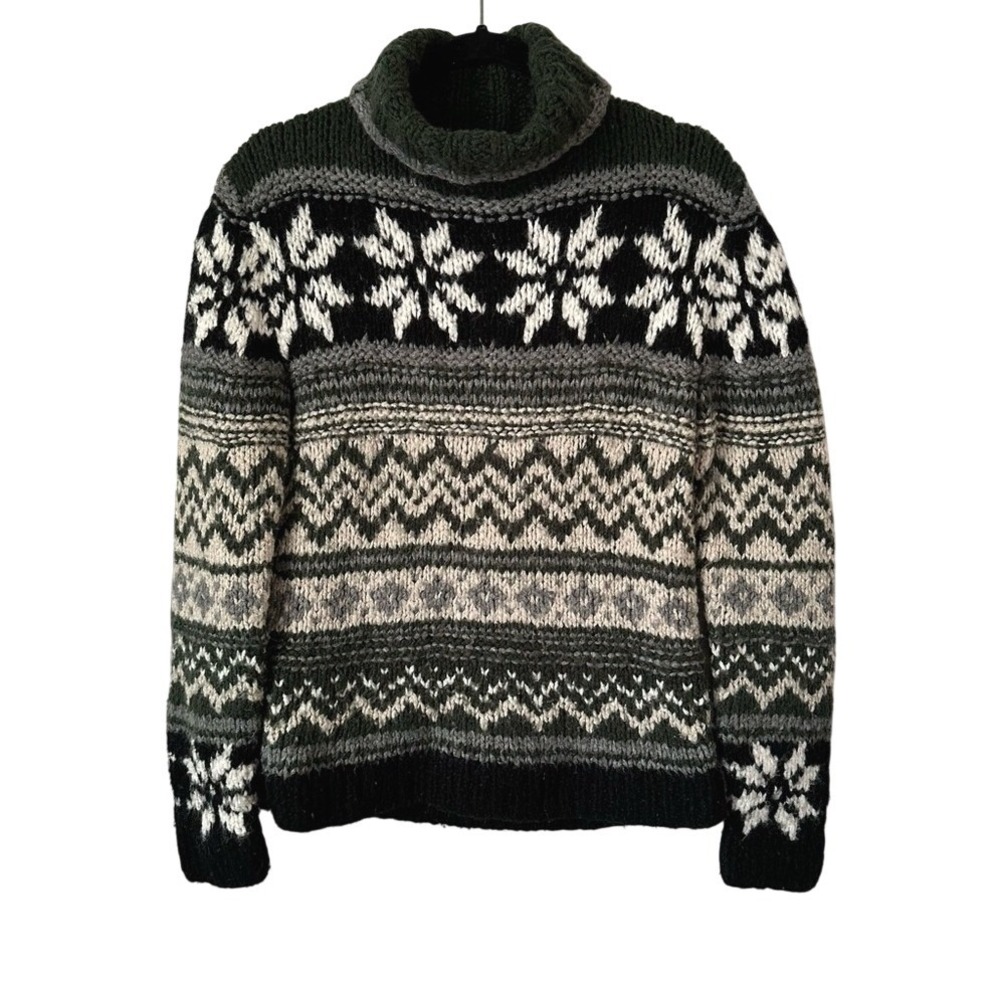 3/$20💥 Tangents‎ Wool Blend Turtleneck Sweater Ski Fair Isle Snowflake Ski Cozy